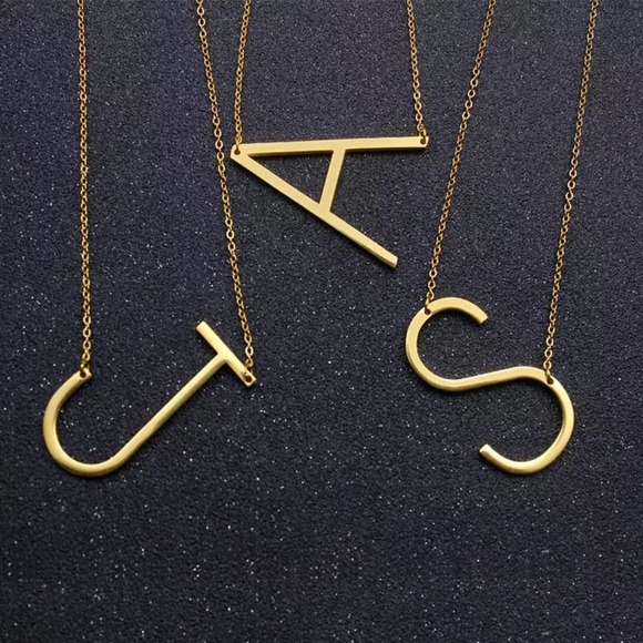 Gold Initial Pendant Necklace Letters A-Z - Picture 4 of 8